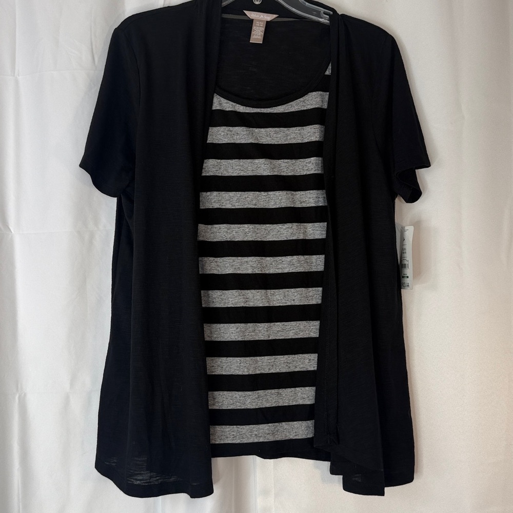 Black and Gray Striped Camisole Top